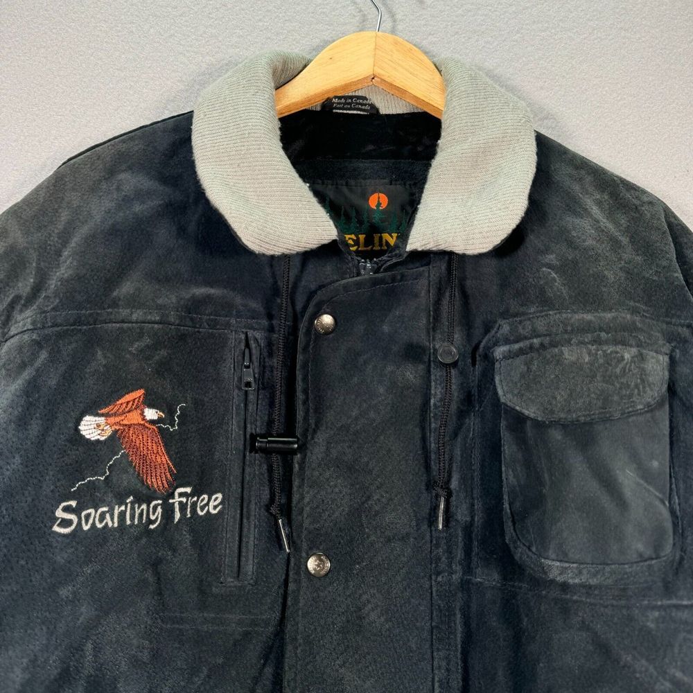 Vintage Treeline Outfitters‎ Jacket Mens Medium Black Gray Garments Wool Leather - Picture 4 of 15